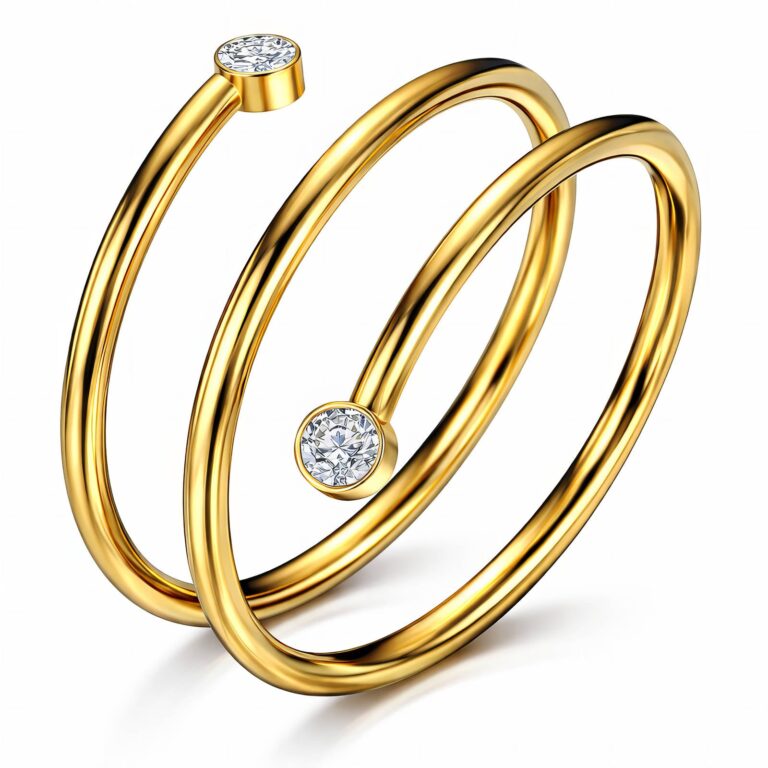 18K gold plated stainless steel ring with cubic zirconia close-up