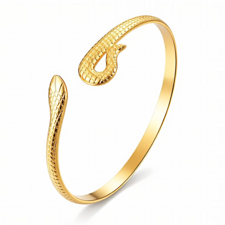 18K gold plated stainless steel snake bracelet close-up