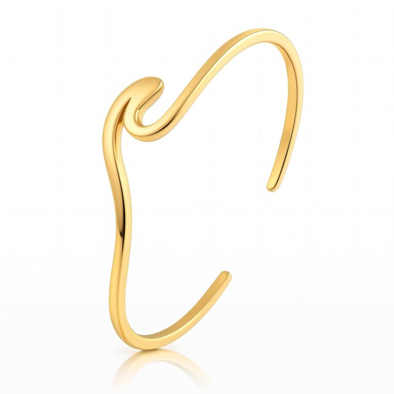 18K gold plated stainless steel bracelet on white background
