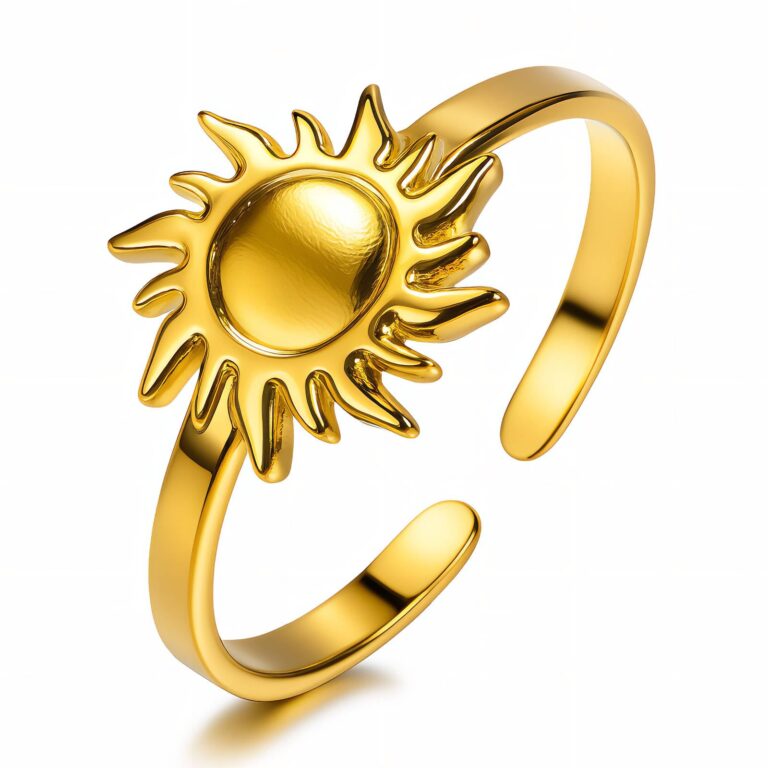 Adjustable 18K gold plated stainless steel ring close-up