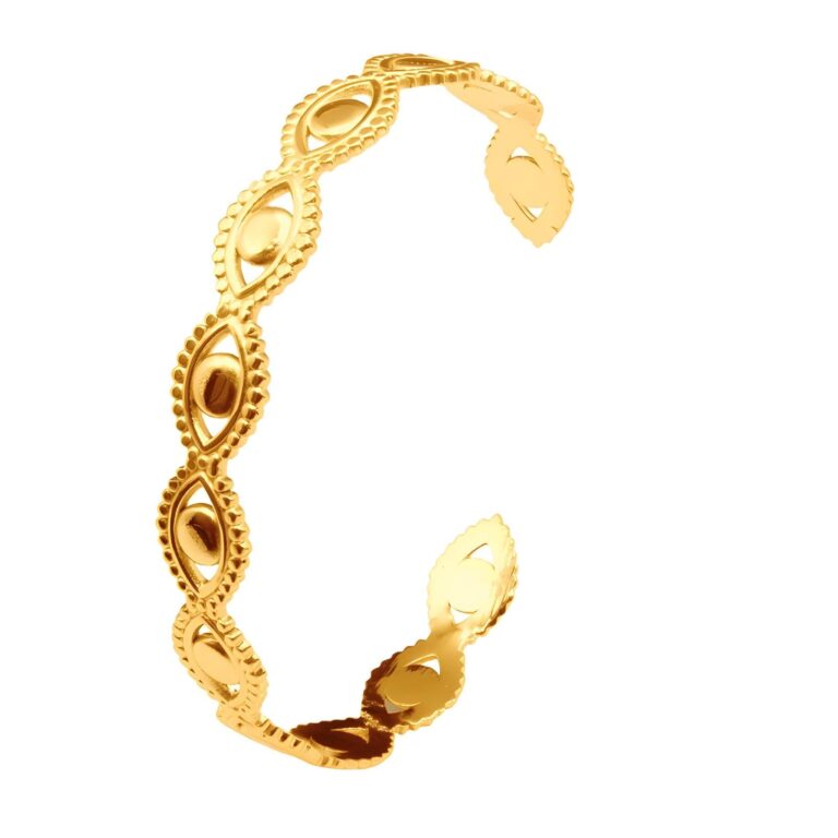 18K gold plated stainless steel Evil Eye bracelet close-up