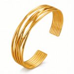 18K gold plated stainless steel bracelet on display
