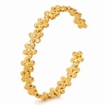18K gold plated stainless steel flowers bracelet front view