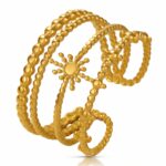 Adjustable 18K gold plated stainless steel ring front view
