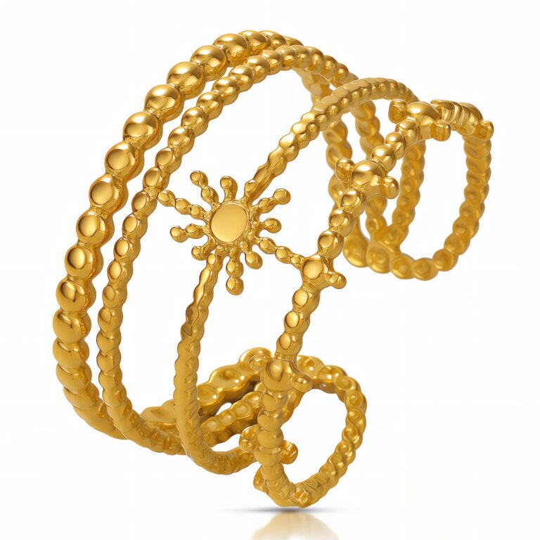 Adjustable 18K gold plated stainless steel ring front view