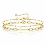 18K gold plated stainless steel crosses bracelet front view