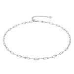 Stainless steel necklace with lobster claw clasp front view
