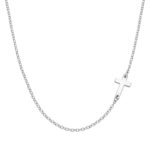 Stainless steel cross necklace with lobster claw clasp on adjustable chain