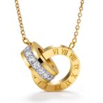 18K gold plated stainless steel necklace with cubic zirconia pendant