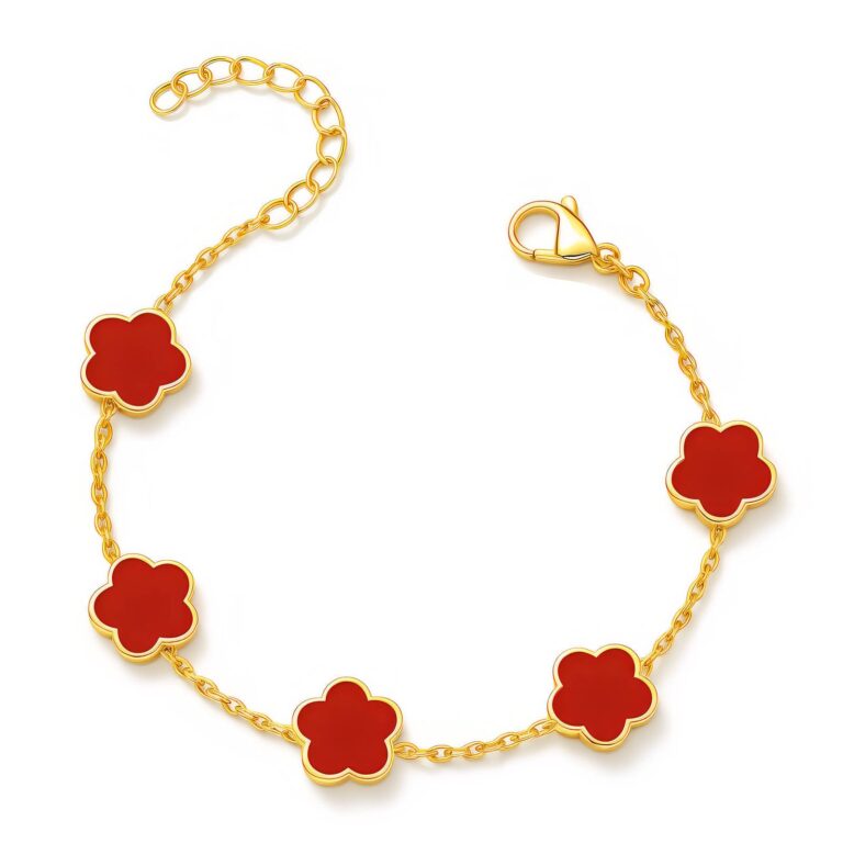 18K gold plated Flower Meadow bracelet on wrist