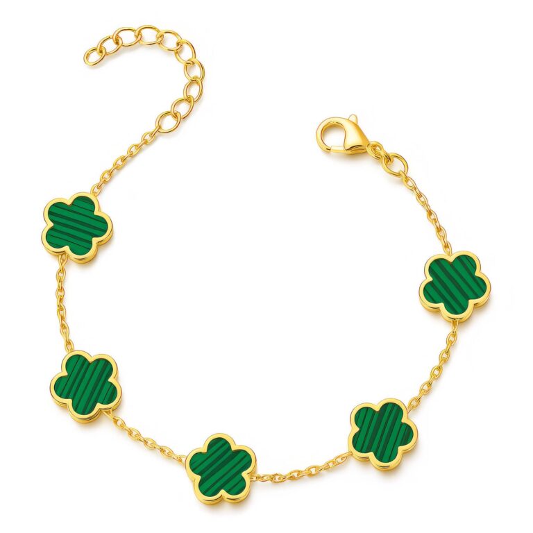 18K gold plated stainless steel flowers bracelet close-up