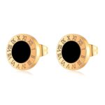 18K gold plated stainless steel stud earrings front view