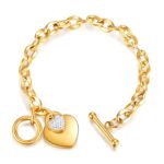 18K gold plated stainless steel hearts bracelet close-up