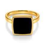 18K gold plated stainless steel sized ring on white background