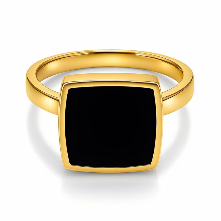 18K gold plated stainless steel sized ring on white background