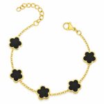 18K gold plated flower meadow bracelet on white background