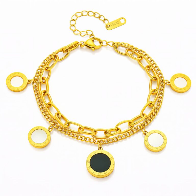 18K gold plated stainless steel bracelet close-up view