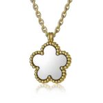 18K gold plated flower necklace on white background