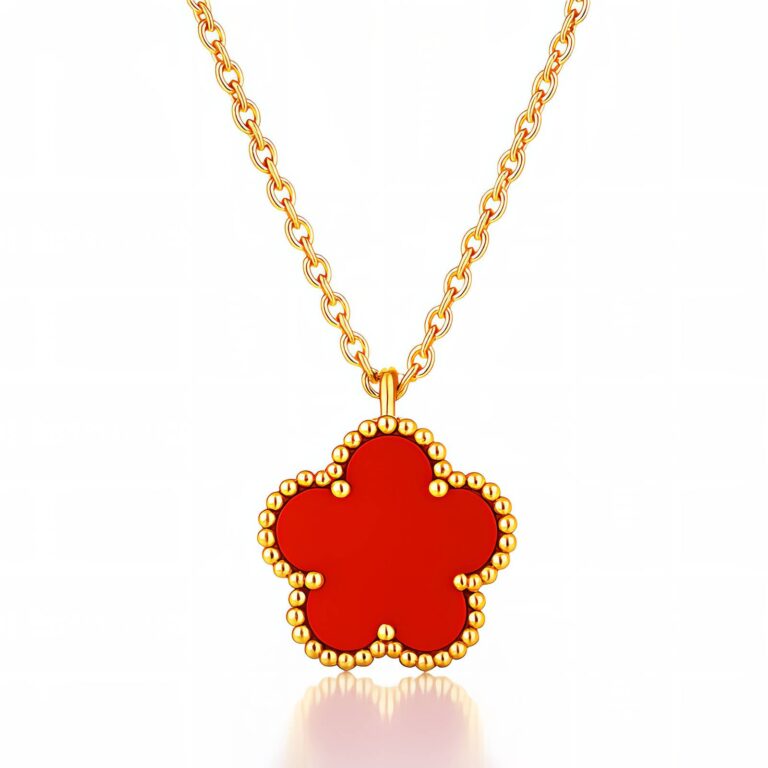 18K gold plated flower necklace with stainless steel chain