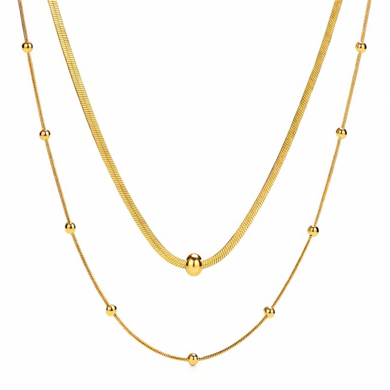 18K gold plated stainless steel necklace front view