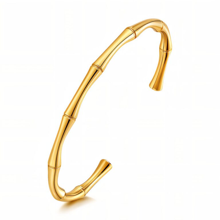 Close-up of 18K gold plated stainless steel bracelet with 7 cm diameter