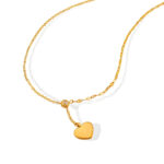 18K gold plated stainless steel heart necklace close-up