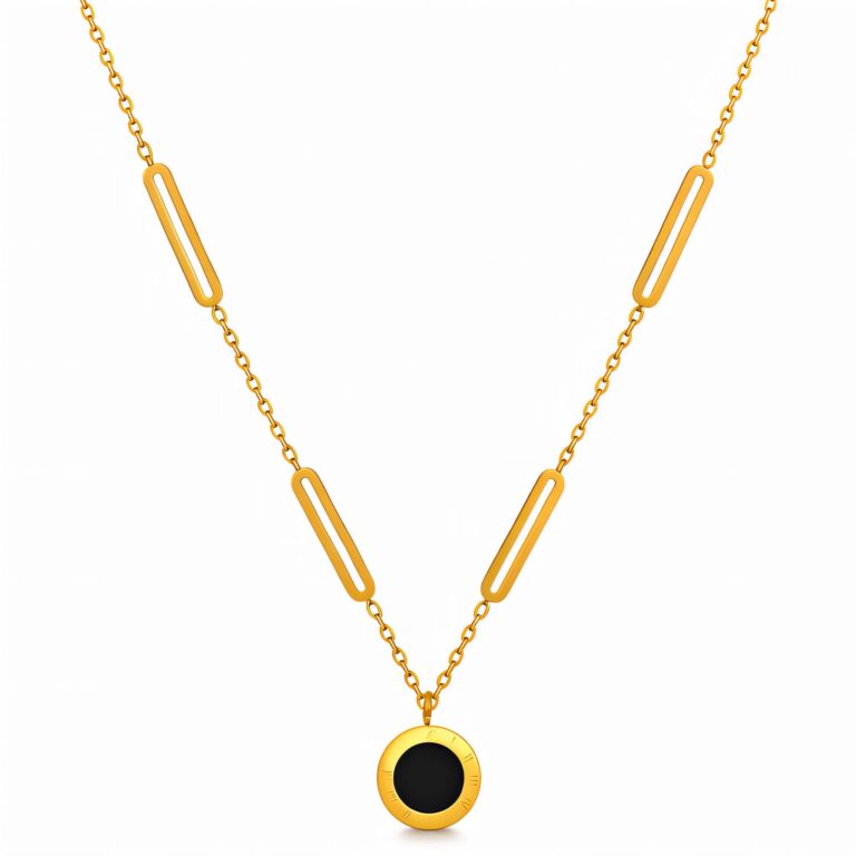 18K gold plated stainless steel necklace with lobster claw clasp and small pendant