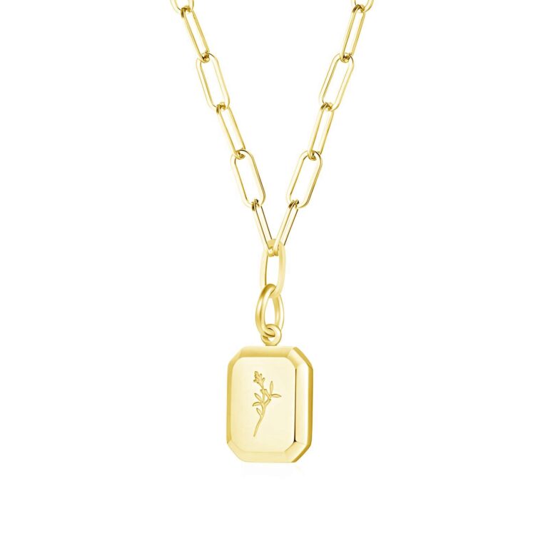 18K gold plated stainless steel flower necklace close-up