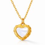 18K gold plated hearts necklace on white background