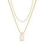 18K gold plated stainless steel necklace with pendant front view