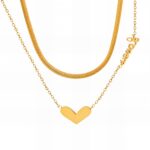 Close-up of 18K gold plated stainless steel heart necklace pendant