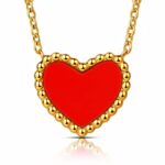 18K gold plated hearts necklace on white background