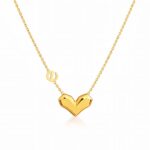 18K gold plated stainless steel heart necklace front view