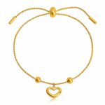 18K gold plated stainless steel heart bracelet on white background