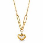 18K gold plated hearts necklace front view on white background