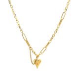 18K gold plated heart necklace on white background