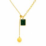 18K gold plated stainless steel necklace with cubic zirconia pendant