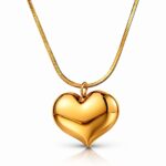 18K gold plated stainless steel hearts necklace front view
