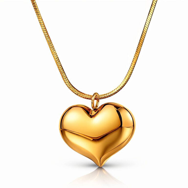 18K gold plated stainless steel hearts necklace front view