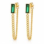 18K gold plated stainless steel stud earrings with cubic zirconia close-up