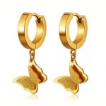 18K gold plated butterfly earrings front view