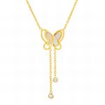 18K gold plated butterfly necklace with cubic zirconia pendant