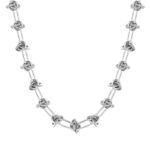 Stainless steel necklace with lobster claw clasp on white background