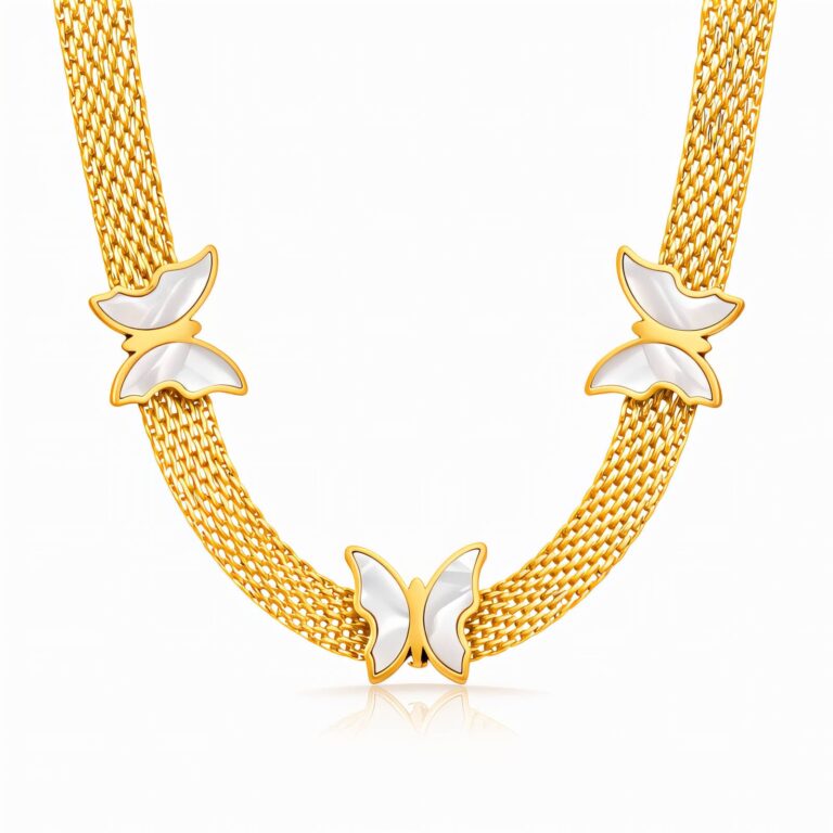 18K gold plated butterfly necklace on stainless steel chain