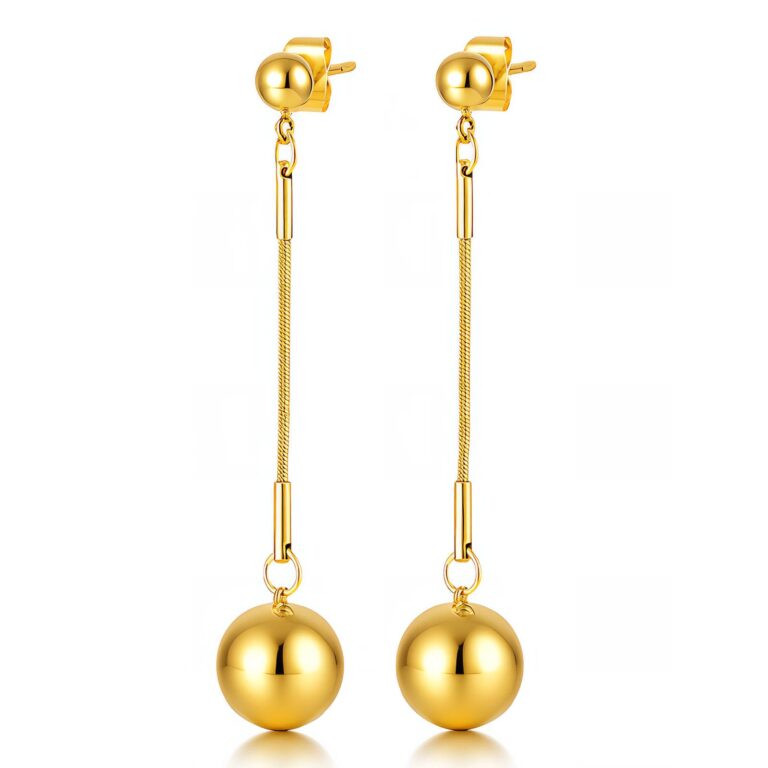 18K gold plated stainless steel stud earrings front view