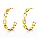 18K gold plated stainless steel stud earrings close-up