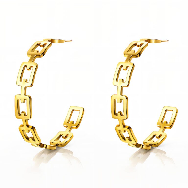 18K gold plated stainless steel stud earrings close-up