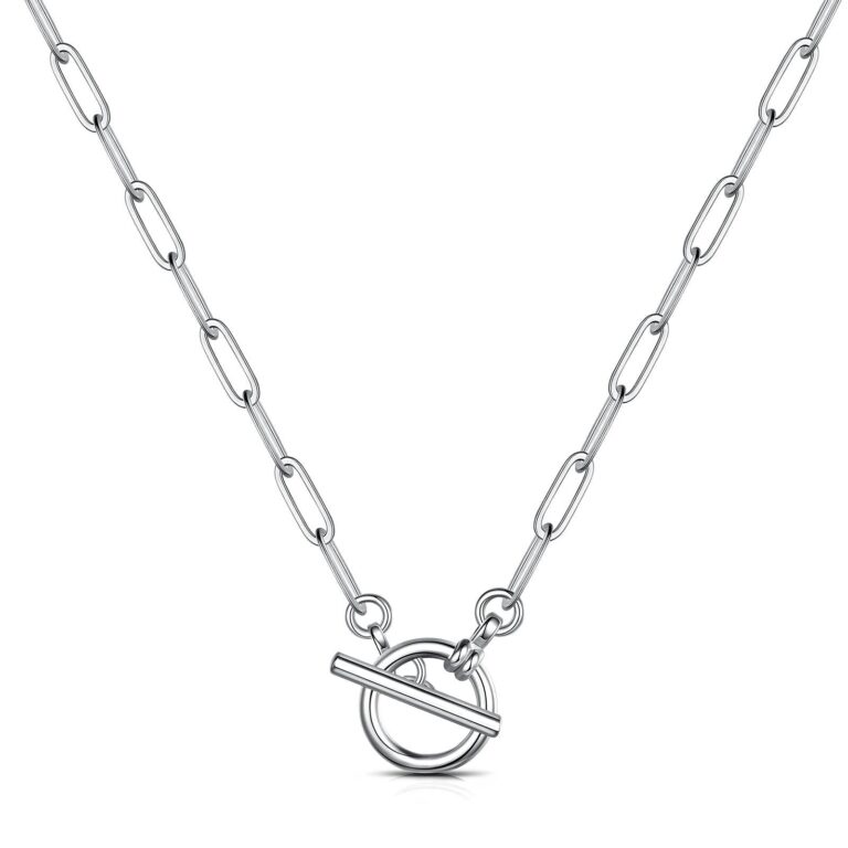 Stainless steel toggle necklace front view