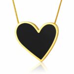 18K gold plated stainless steel heart necklace front view