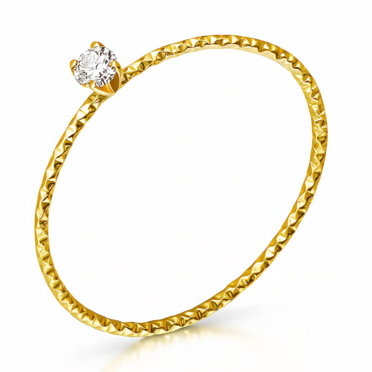18K gold plated stainless steel ring with cubic zirconia on finger